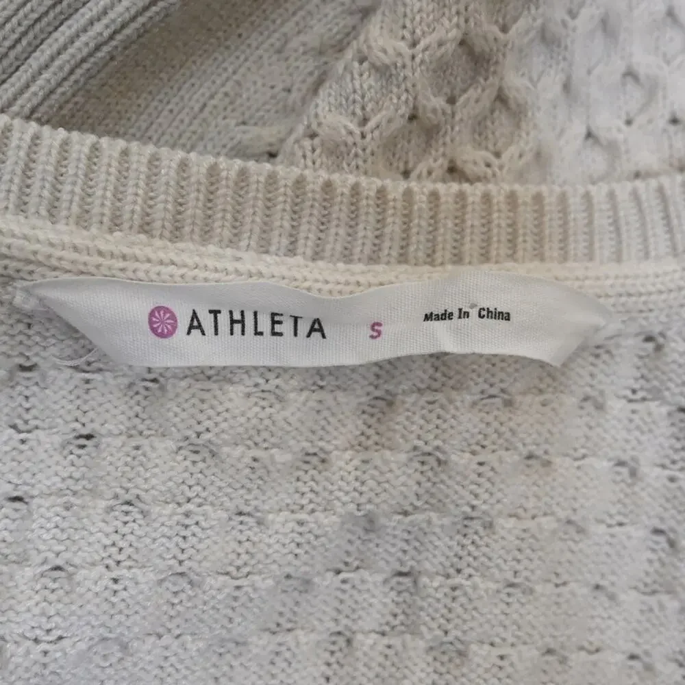 Athleta Womens S Honeycomb Merino Wool Sweater Tunic in Dove Cream